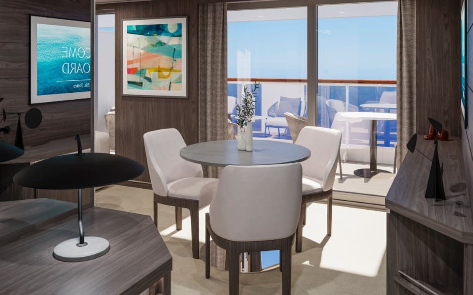 Терраса Ocean Penthouse — обеденная зона с видом на море